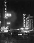 PHOTO - CHICAGO - STATE STREET - CHICAGO THEATER - STATE-LAKE THEATER - NOTE ORPHEUM CIRCUIT - NOTE ARCADE - LIGHTS ON CHICAGO THEATER BUILDING - STREETCAR TRACKS - NIGHT - 1932 Chicagp Theater